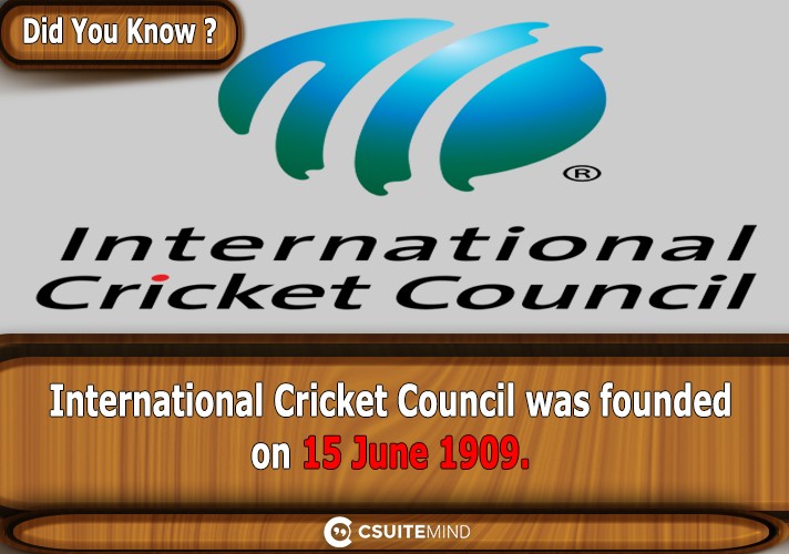International Cricket Council was founded on 15 June 1909. 