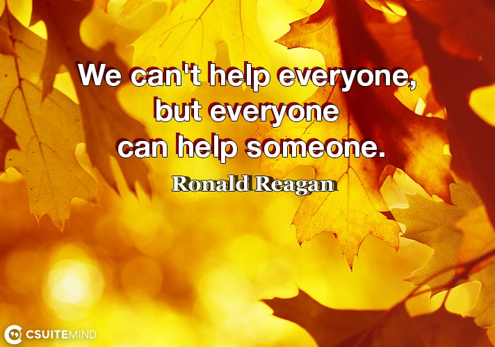 We can't help everyone, but everyone can help someone.