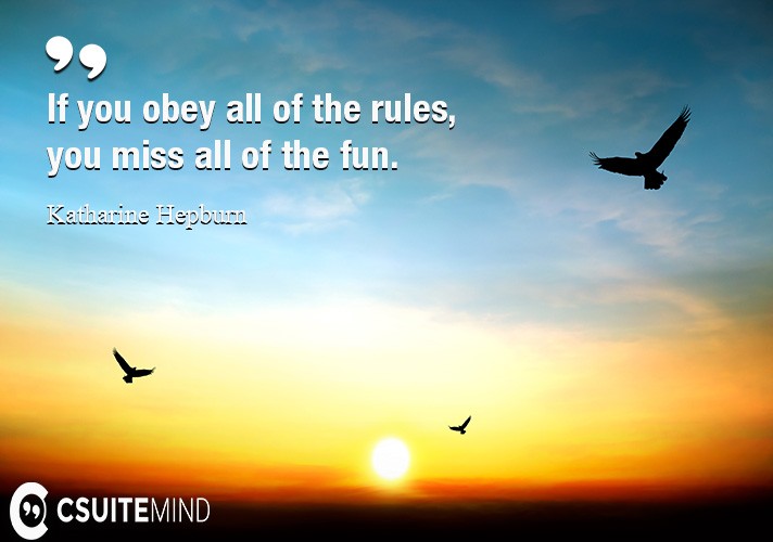 If you obey all of the rules, you miss all of the fun.