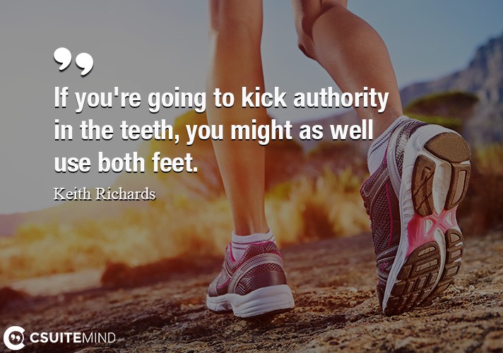 If you're going to kick authority in the teeth, you might as well use both feet.