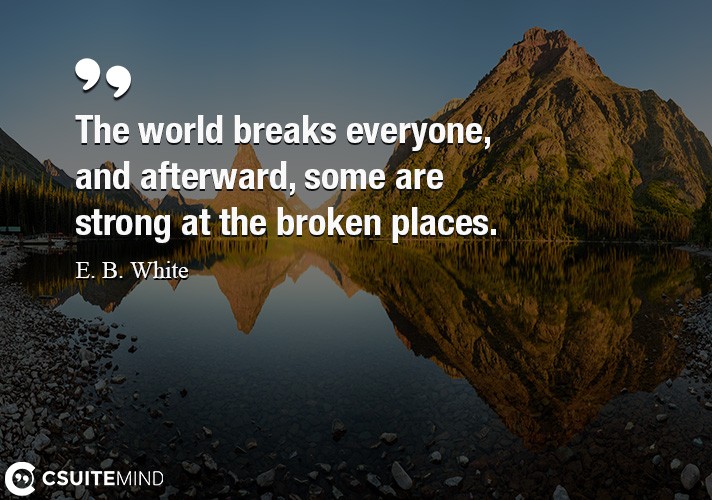 The world breaks everyone, and afterward, some are strong at the broken places.