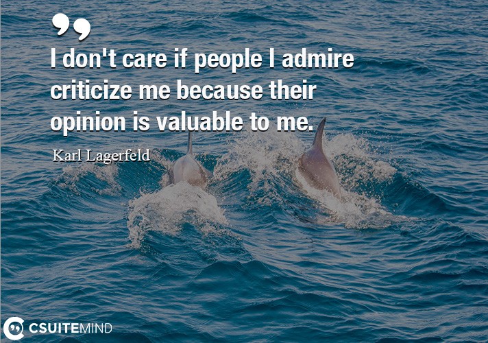 I don't care if people I admire criticize me because their opinion is valuable to me.