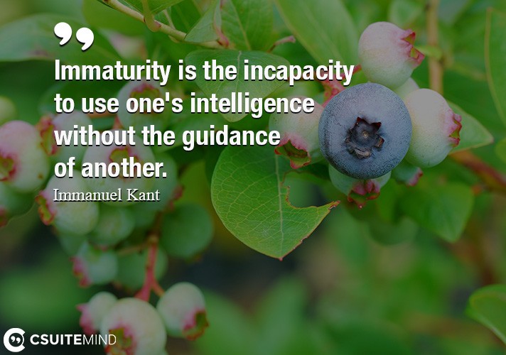 Immaturity is the incapacity to use one's intelligence without the guidance of another.
