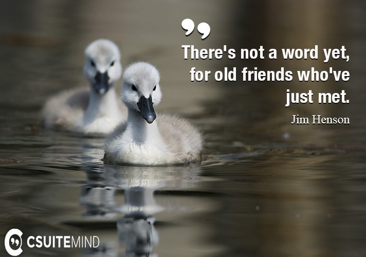 There's not a word yet, for old friends who've just met.