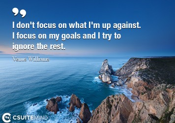 I don't focus on what I'm up against. I focus on my goals and I try to ignore the rest.