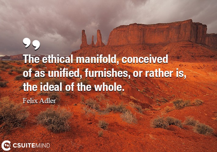 The ethical manifold, conceived of as unified, furnishes, or rather is, the ideal of the whole.