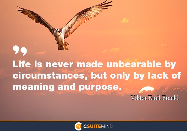 Life is never made unbearable by circumstances, but only by lack of  meaning and purpose .