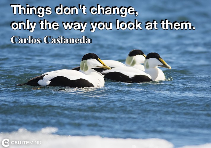 Things don't change, only the way you look at them.