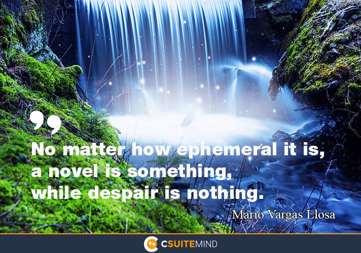 No matter how ephemeral it is, a novel is something, while despair is nothing.