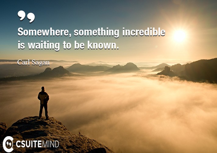 Somewhere, something incredible is waiting to be known