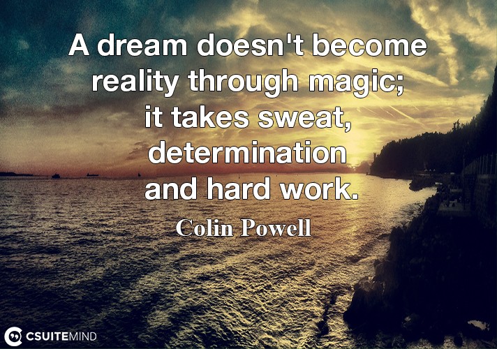 A dream doesn't become reality through magic; it takes sweat, determination and hard work.