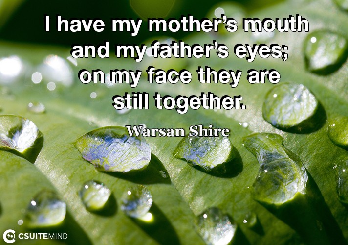 I have my mother’s mouth and my father’s eyes on my face they are