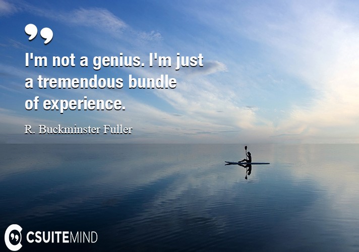I'm not a genius. I'm just a tremendous bundle of experience.