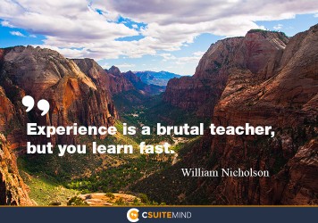 “Experiences a brutal teacher, but you learn fast.”
