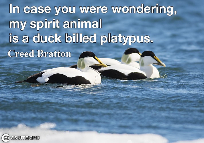 Quote : In case you were wondering, my spirit animal is a duck billed  platypus.
