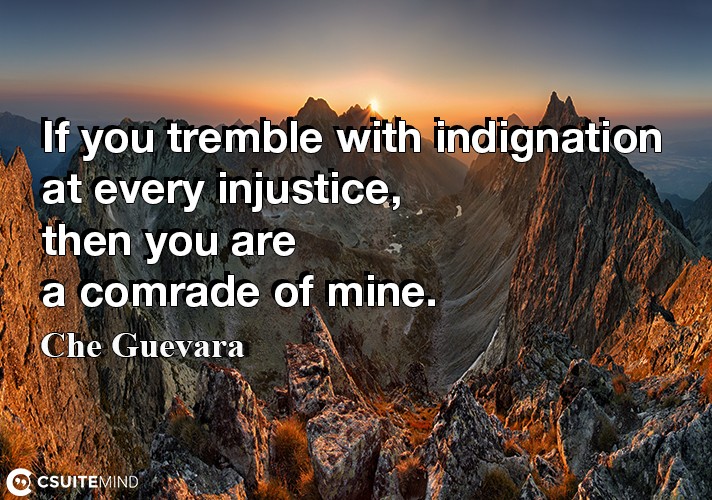 If you tremble with indignation at every injustice, then you are a comrade of mine.