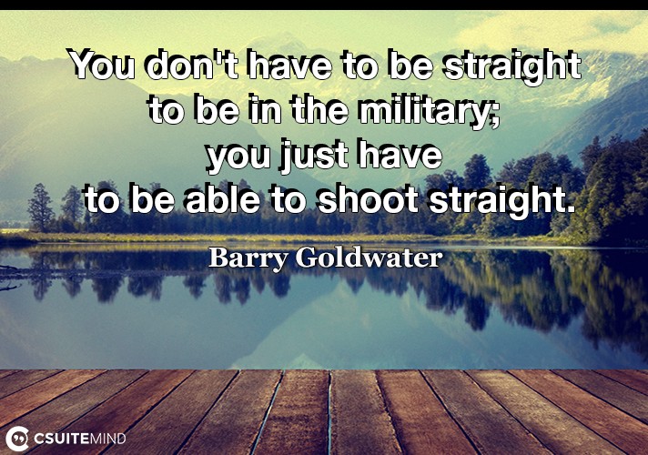 You don't have to be straight to be in the military; you just have to be able to shoot straight.
