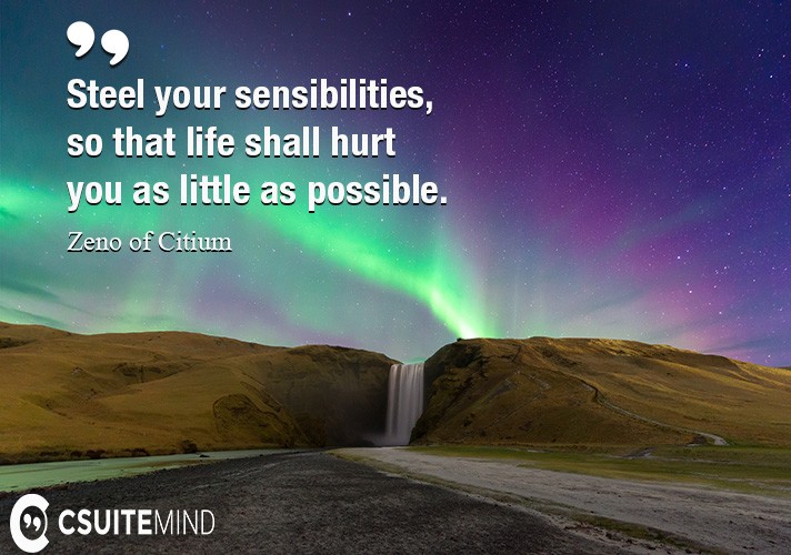 Steel your sensibilities, so that life shall hurt you as little as possible.