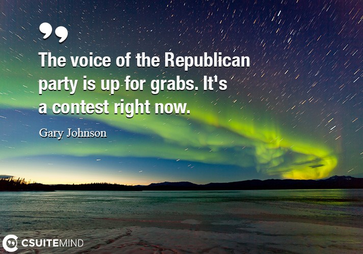The voice of the Republican party is up for grabs. It's a contest right now.
