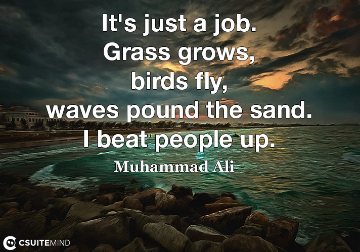 It's just a job. Grass grows, birds fly, waves pound the sand. I beat people up.
