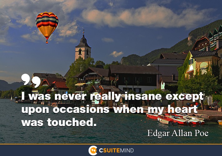 “I was never really insane except upon occasions when my heart was touched.”

