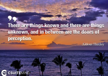 There are things known and there are things unknown, and in between are the doors of perception.