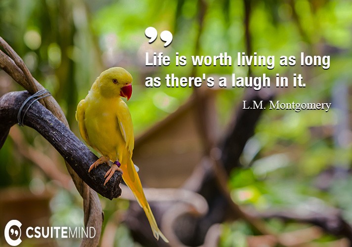 Life is worth living as long as there's a laugh in it.