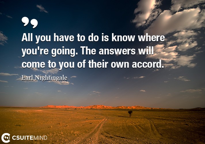 All you have to do is know where you're going. The answers will come to you of their own accord.