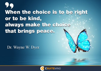 When the choice is to be right or to be kind, always make the choice that brings peace.