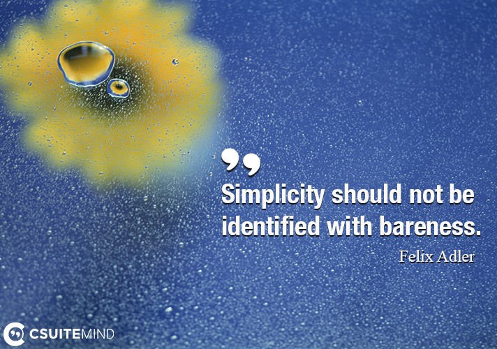 Simplicity should not be identified with bareness.
