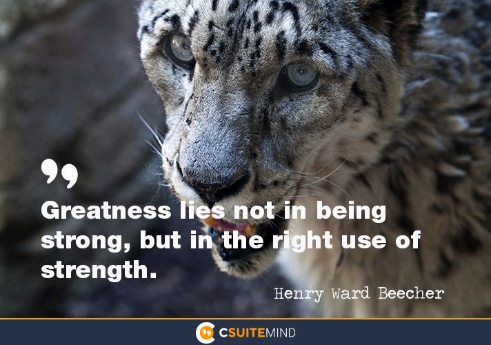 Greatness lies not in being strong, but in the right use of strength. ”