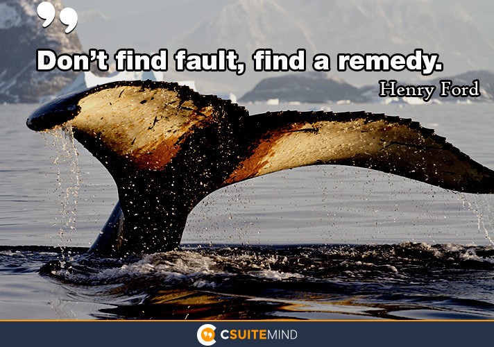 Dont find fault, find a remedy.