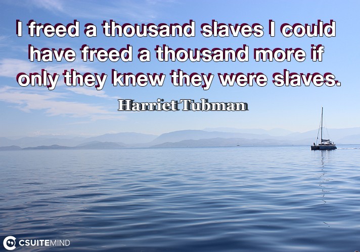 I freed a thousand slaves I could have freed a thousand more if only they knew they were slaves.