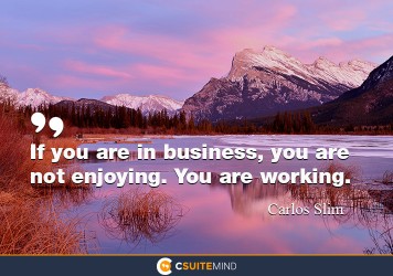 If you are in business, you are not enjoying. You are working.
